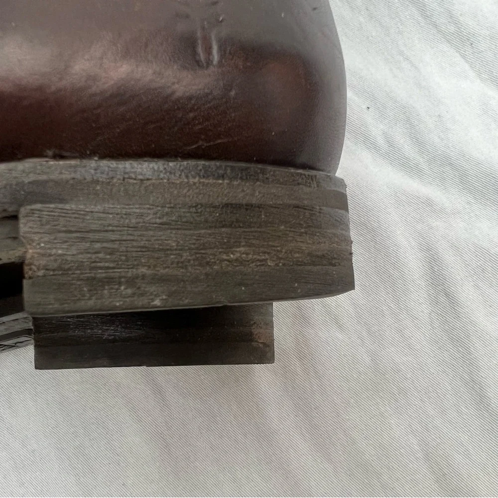 Frye harness buckle strap brown leather mid calf boots moto riding motorcycle 7B - Picture 16 of 16